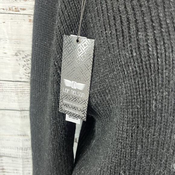 Leif Nelson Mens Pullover Sweater size Large Black Zipper Pockets Name Logo - Picture 5 of 10